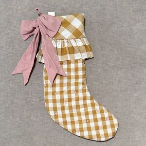 Anthropologie Gingham Bow Stocking